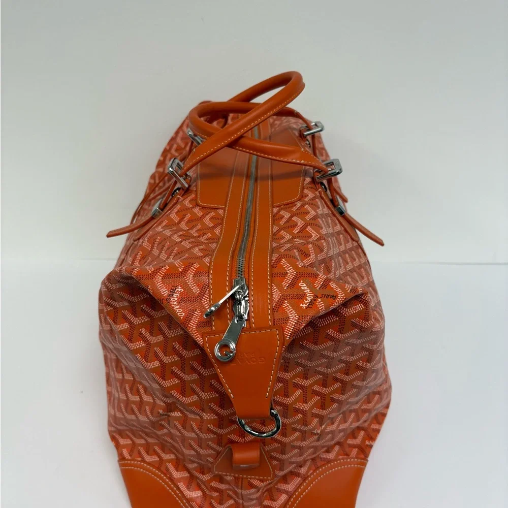 Goyard Orange Patterned Duffel with Leather Trim - Picture 2 of 4